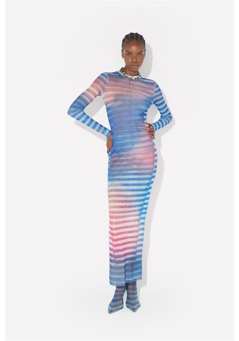 abito lungo air donna azzurro, blu e pesca JEAN PAUL GAULTIER | 25/03-W-DR030-M005P565034